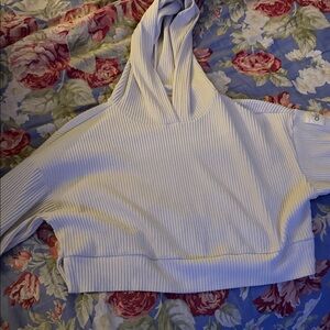 ALO Yoga Cream Ribbed Hoodie